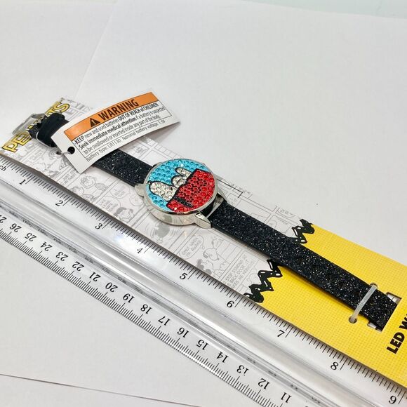 Snoopy Peanuts Digital Watch Doghouse LED Display Bling Black Strap Adult READ! - Picture 11 of 12